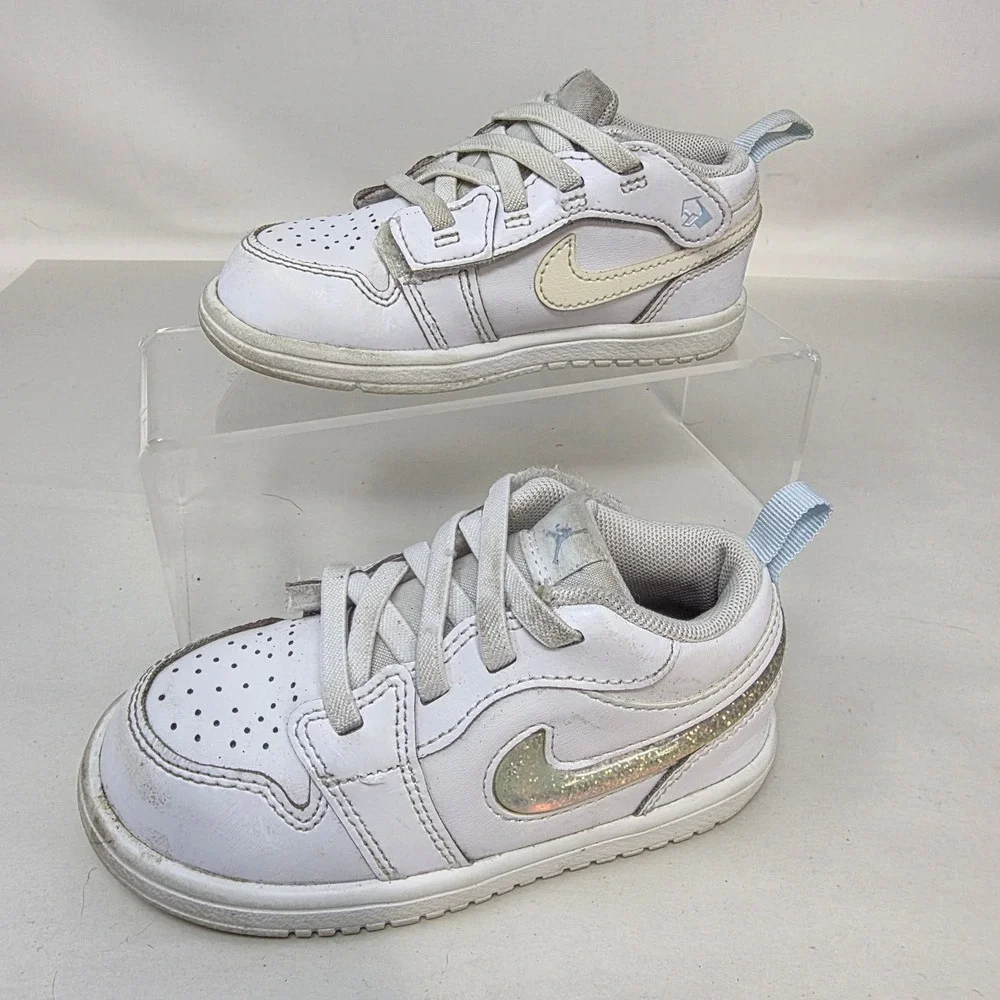 Jordan 1 Low Alt Toddler 8C White Iridescent Glitter FQ9114-100 Fair Condition